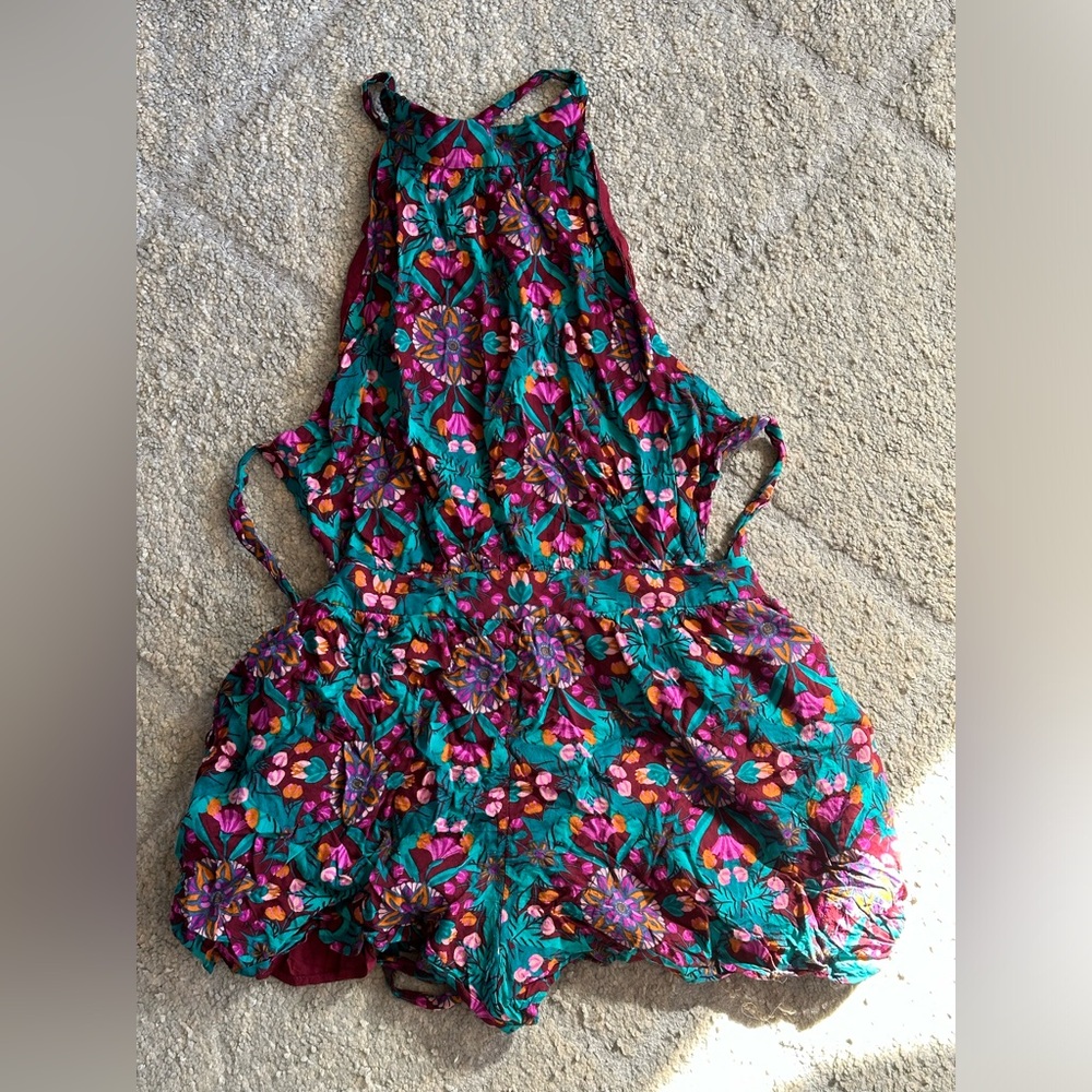 Free people floral open back romper